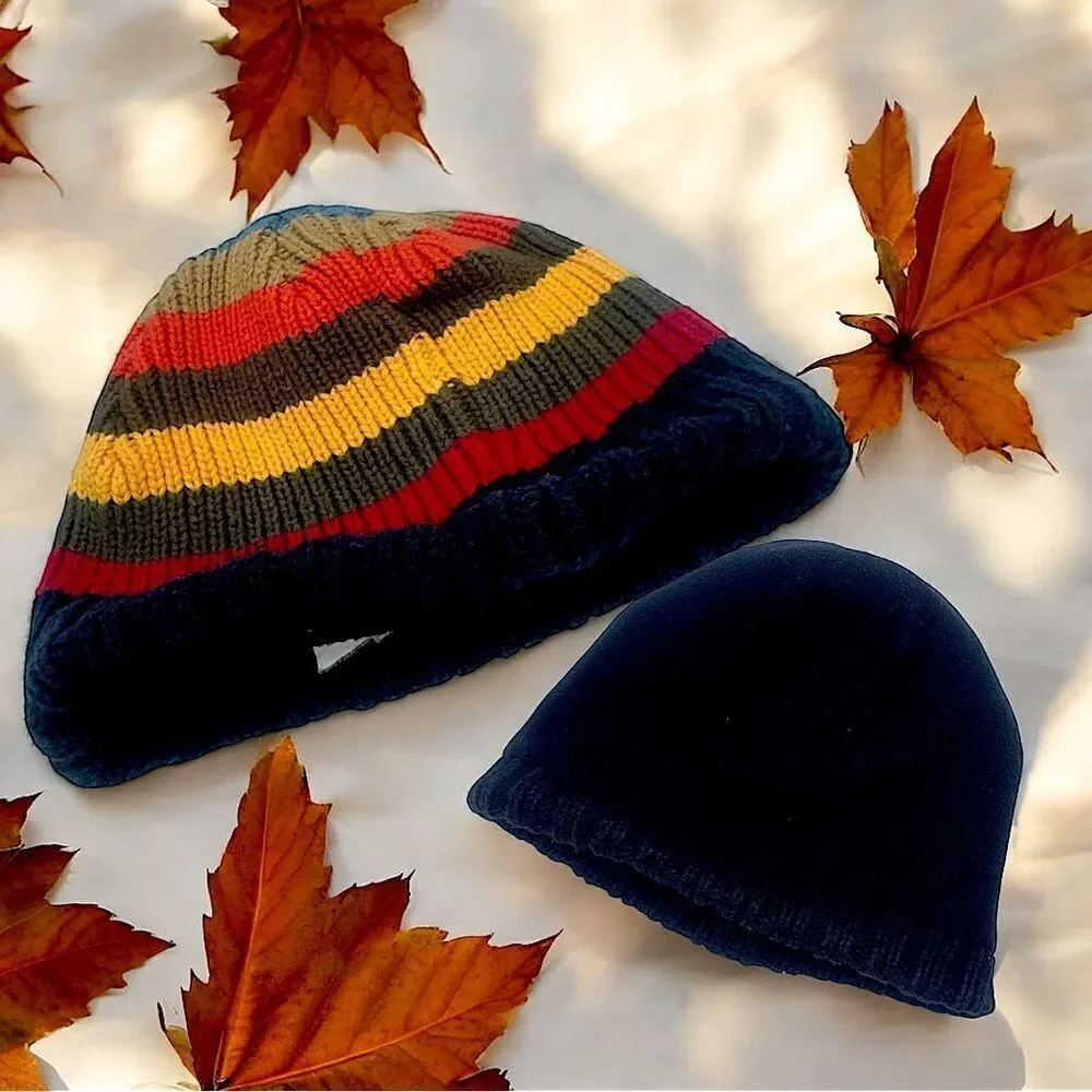 The Children’s Place l Kid’s Striped Beanie l Navy Blue Interior l 7/8 l EUC